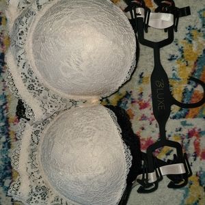 Beige and black lace bras convertible